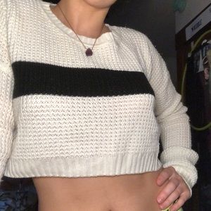 B&W Cropped Knit Sweater